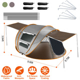 5-8 Person Pop Up Tent Automatic Setup Camping Tent Waterproof Instant Setup Tent with 4 Tent Poles 2 Mosquito Net Windows Carrying Bag for Hiking Cli