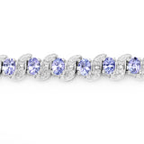 5.47 Carat Genuine Tanzanite & White Diamond .925 Sterling Silver Bracelet