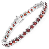 10.20 Carat Genuine Garnet .925 Sterling Silver Bracelet