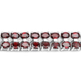 18.23 Carat Genuine Garnet and White Topaz .925 Sterling Silver Bracelet