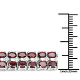 18.23 Carat Genuine Garnet and White Topaz .925 Sterling Silver Bracelet