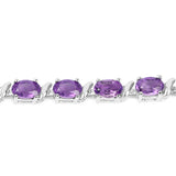 14K White Gold Plated 10.08 Carat Genuine Amethyst .925 Sterling Silver Bracelet
