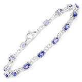 2.91 Carat Genuine Tanzanite .925 Sterling Silver Bracelet