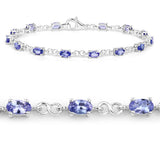 2.91 Carat Genuine Tanzanite .925 Sterling Silver Bracelet