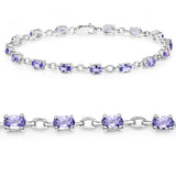 3.12 Carat Genuine Tanzanite .925 Sterling Silver Bracelet