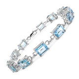 21.60 Carat Genuine Blue Topaz .925 Sterling Silver Bracelet