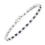6.87 ct.. t.w. Blue Sapphire and White Topaz Bracelet in Sterling Silver
