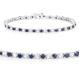 6.87 ct.. t.w. Blue Sapphire and White Topaz Bracelet in Sterling Silver