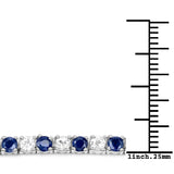 6.33 Carat Genuine Blue Sapphire and White Topaz .925 Sterling Silver Bracelet