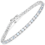 6.33 Carat Genuine Blue Topaz and White Topaz .925 Sterling Silver Ring