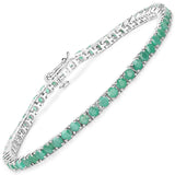 5.50 ct. Genuine Emerald .925 Sterling Silver Bracelet