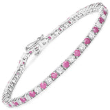 6.61 ct. Genuine Johnson Ruby and White Topaz .925 Sterling Silver Bracelet