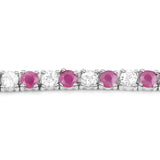 6.61 ct. Genuine Johnson Ruby and White Topaz .925 Sterling Silver Bracelet