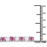 6.61 ct. Genuine Johnson Ruby and White Topaz .925 Sterling Silver Bracelet