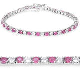 7.15 ct.. t.w. Ruby and White Topaz Bracelet in Sterling Silver