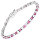 7.15 ct.. t.w. Ruby and White Topaz Bracelet in Sterling Silver