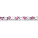 7.15 ct.. t.w. Ruby and White Topaz Bracelet in Sterling Silver