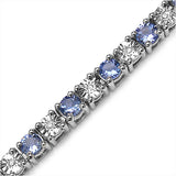 5.25 Carat Genuine Tanzanite and 0.15 ct..t.w Genuine Diamond Accents Sterling Silver Bracelet