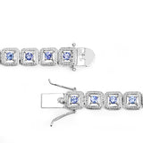 4.14 Carat Genuine Tanzanite .925 Sterling Silver Bracelet