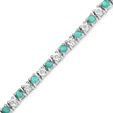 2.50 Carat Genuine Emerald and White Diamond .925 Sterling Silver Bracelet