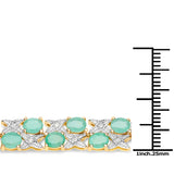 14K Yellow Gold Plated 10.37 Carat Genuine Emerald and White Diamond .925 Sterling Silver Bracelet