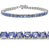 8.80 Carat Genuine Tanzanite .925 Sterling Silver Bracelet