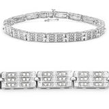 1.16 Carat Genuine White Diamond 14K White Gold Plated .925 Sterling Silver Bracelet