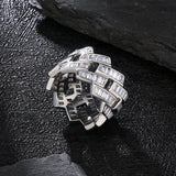 Baguette Cut Iced Out CZ Diamond Ring in White Gold 
