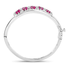 6.65 Carat Genuine Ruby and White Topaz .925 Sterling Silver Bracelet
