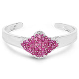 7.38 Carat Glass Filled Ruby, Ruby and White Topaz .925 Sterling Silver Bangle