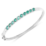 1.90 Carat Genuine Zambian Emerald .925 Sterling Silver Bracelet