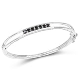 1.03 ct. Genuine Black Diamond .925 Sterling Silver Bangle