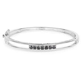 1.03 ct. Genuine Black Diamond .925 Sterling Silver Bangle