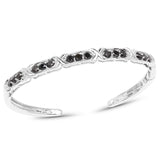 1.88 ct Genuine Black Diamond .925 Sterling Silver Bangle
