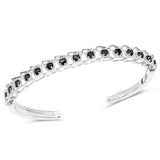 1.88 ct Genuine Black Diamond .925 Sterling Silver Bangle