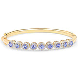 14K Yellow Gold Plated 3.30 Carat Genuine Tanzanite and White Topaz .925 Sterling Silver Bangle