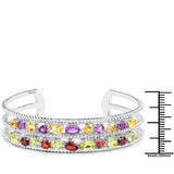 6.87 Carat Genuine Multi Stones .925 Sterling Silver Cuff Bangle
