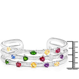 4.75 Carat Genuine Multi Stones .925 Sterling Silver Cuff Bangle