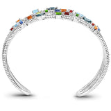 4.37 Carat Genuine Multi Stones .925 Sterling Silver Cuff Bangle