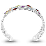 3.97 Carat Genuine Multi Stones .925 Sterling Silver Cuff Bangle