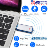 Mini Voice Recorder 16GB Digital Sound Audio Activated Recorder USB Flash Drive Disk w/ 192Hrs Recording U Disk Recorder For Meeting Lectures