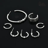 Bohemian Retro Style Silver Ear Clip Stud Hoop Earring Set by Fashion Hut Jewelry