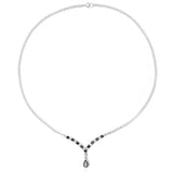 3.60 Carat Genuine Black Sapphire and White Topaz .925 Sterling Silver Necklace