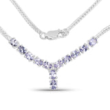2.05 ct. Genuine Tanzanite and White Diamond .925 Sterling Silver Necklace