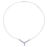 2.05 ct. Genuine Tanzanite and White Diamond .925 Sterling Silver Necklace