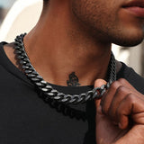 BLACK & PROUD™ - Black Curb Cuban Link Chain - 14mm Necklaces 