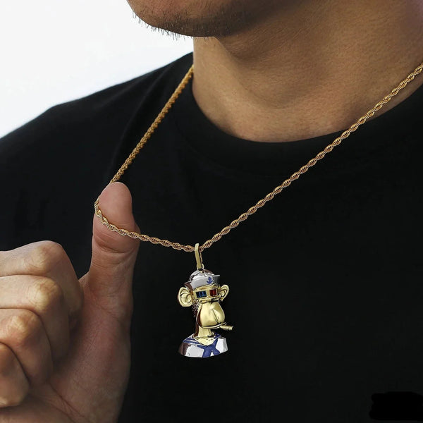 Bling Proud X Bored Ape NFT Pendant with Stones Eyes by Bling Proud | Urban Jewelry Online Store