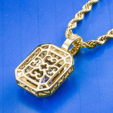 Blue Sapphire Gemstone Pendant 14K Gold Plated 