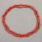 Natural Orange Coral Beaded Chips Necklace for Women Silver Beaded Raw Gemstone Necklace