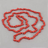 Natural Orange Coral Beaded Chips Necklace for Women Silver Beaded Raw Gemstone Necklace